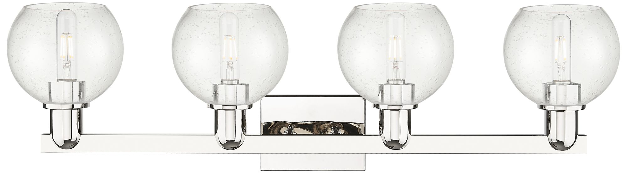 Image 2 Arcadia Athens 33"W 4 Light Polished Nickel Bath Light w/ Seedy Shade more views