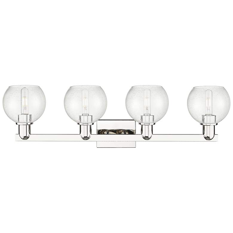 Image 2 Arcadia Athens 33"W 4 Light Polished Nickel Bath Light w/ Seedy Shade more views