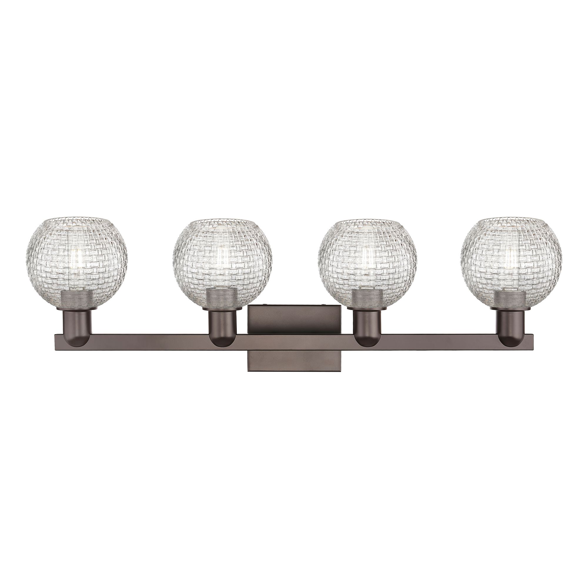 Image 2 Arcadia Athens 33"W 4-Lt Oiled Bronze Vanity w/ Basketweave Shade more views