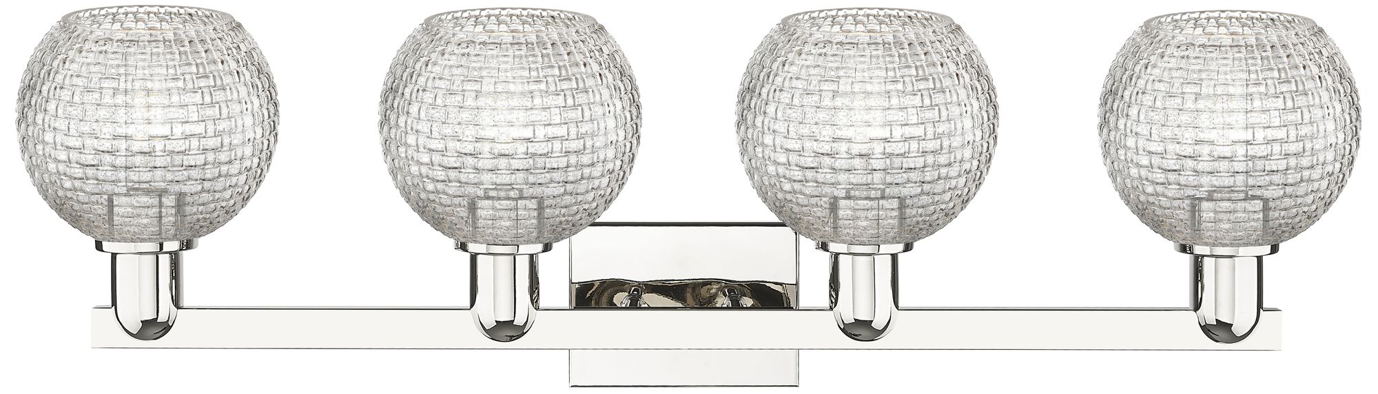 Image 2 Arcadia Athens 33"W 4-Lt Polished Nickel Vanity w/ Basketweave Shade more views