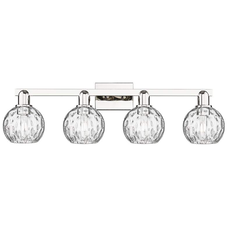 Image 1 Arcadia Athens 33"W 4-Lt Polished Nickel Vanity w/ Water Glass Shade