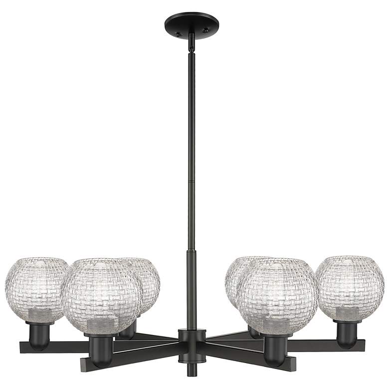 Image 1 Arcadia Athens 36"W 6 Light Black Stem Chandelier w/ Basketweave Shade