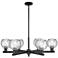 Arcadia Athens 36"W 6 Light Black Stem Chandelier w/ Water Glass Shade
