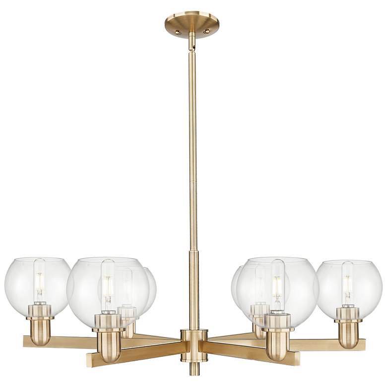 Image 1 Arcadia Athens 36"W 6 Light Bronze Stem Chandelier w/ Clear Shade