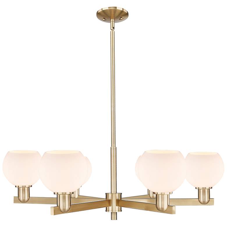 Image 1 Arcadia Athens 36"W 6 Light Bronze Stem Chandelier w/ White Shade