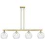 Arcadia Athens 51"W 4 Light Brass Stem Island Light w/ Clear Shade