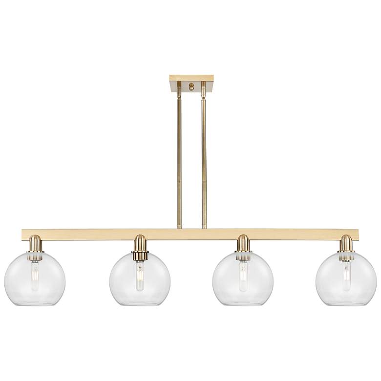 Image 1 Arcadia Athens 51"W 4 Light Bronze Stem Island Light w/ Clear Shade