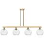 Arcadia Athens 51"W 4 Light Bronze Stem Island Light w/ Clear Shade