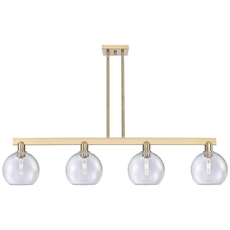 Image 1 Arcadia Athens 51"W 4 Light Bronze Stem Island Light w/ Seedy Shade