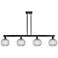 Arcadia Athens 51"W 4-Lt Black Stem Island Light w/ Basketweave Shade
