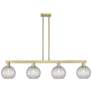 Arcadia Athens 51"W 4-Lt Brass Stem Island Light w/ Basketweave Shade