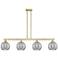 Arcadia Athens 51"W 4-Lt Brass Stem Island Light w/ Smoke Deco Shade