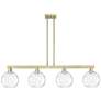 Arcadia Athens 51"W 4-Lt Brass Stem Island Light w/ Water Glass Shade