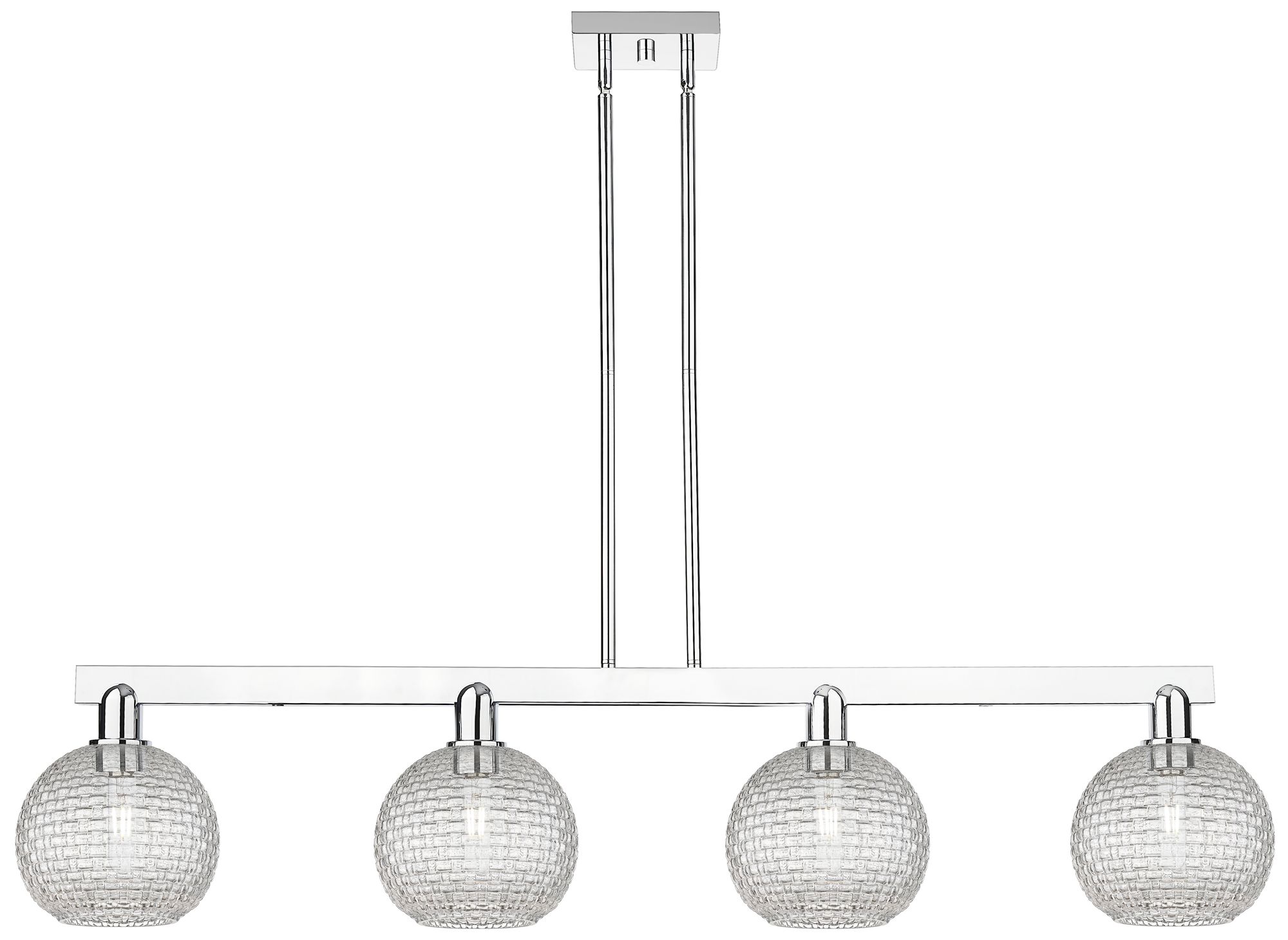Arcadia Athens 51"W 4-Lt Chrome Stem Island Light w/ Basketweave Shade