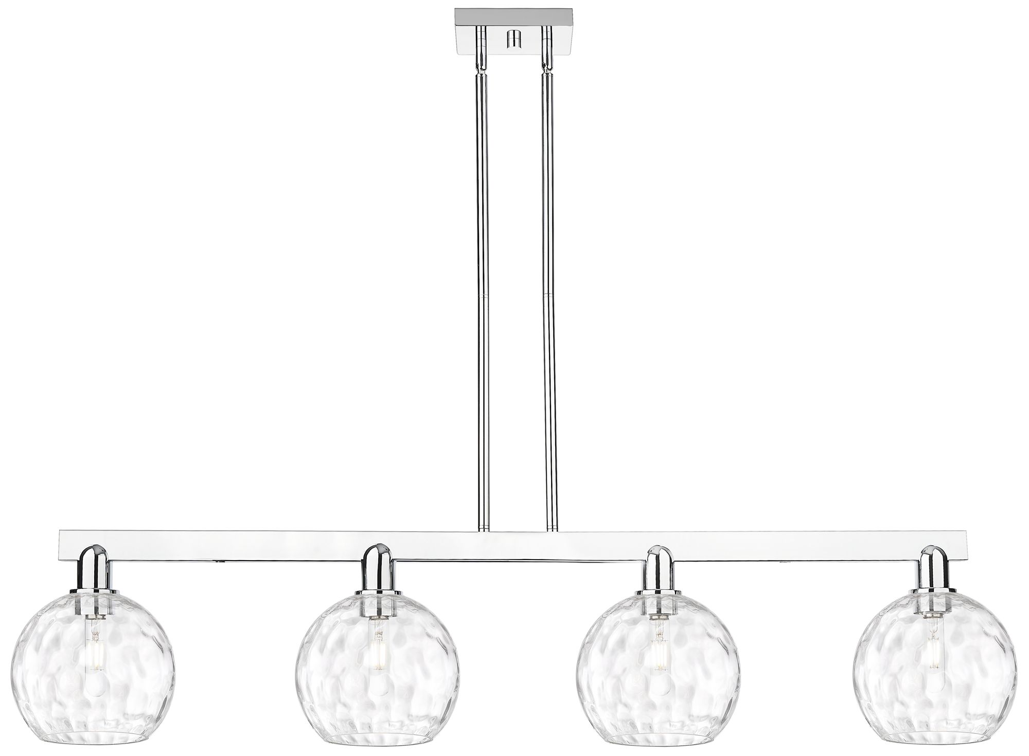 Arcadia Athens 51"W 4-Lt Chrome Stem Island Light w/ Water Glass Shade