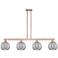 Arcadia Athens 51"W 4-Lt Copper Stem Island Light w/ Smoke Deco Shade