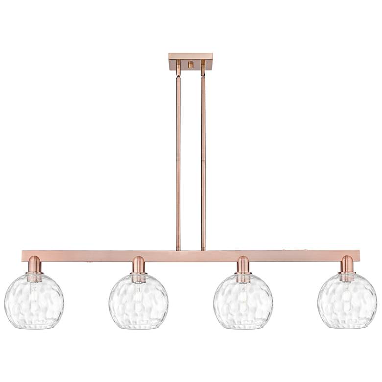 Image 1 Arcadia Athens 51"W 4-Lt Copper Stem Island Light w/ Water Glass Shade