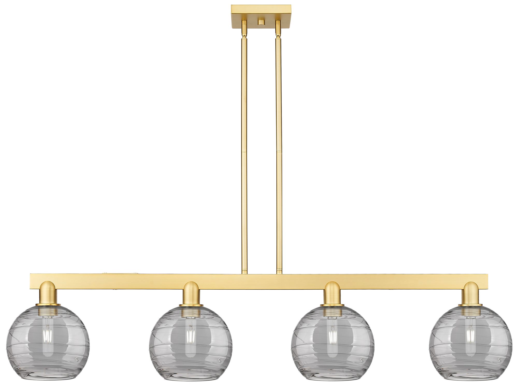 Arcadia Athens 51"W 4-Lt Gold Stem Island Light w/ Smoke Deco Shade