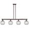 Arcadia Athens 51"W 4-Lt Oil Bronze Stem Island Light w/ Basketweave Shade