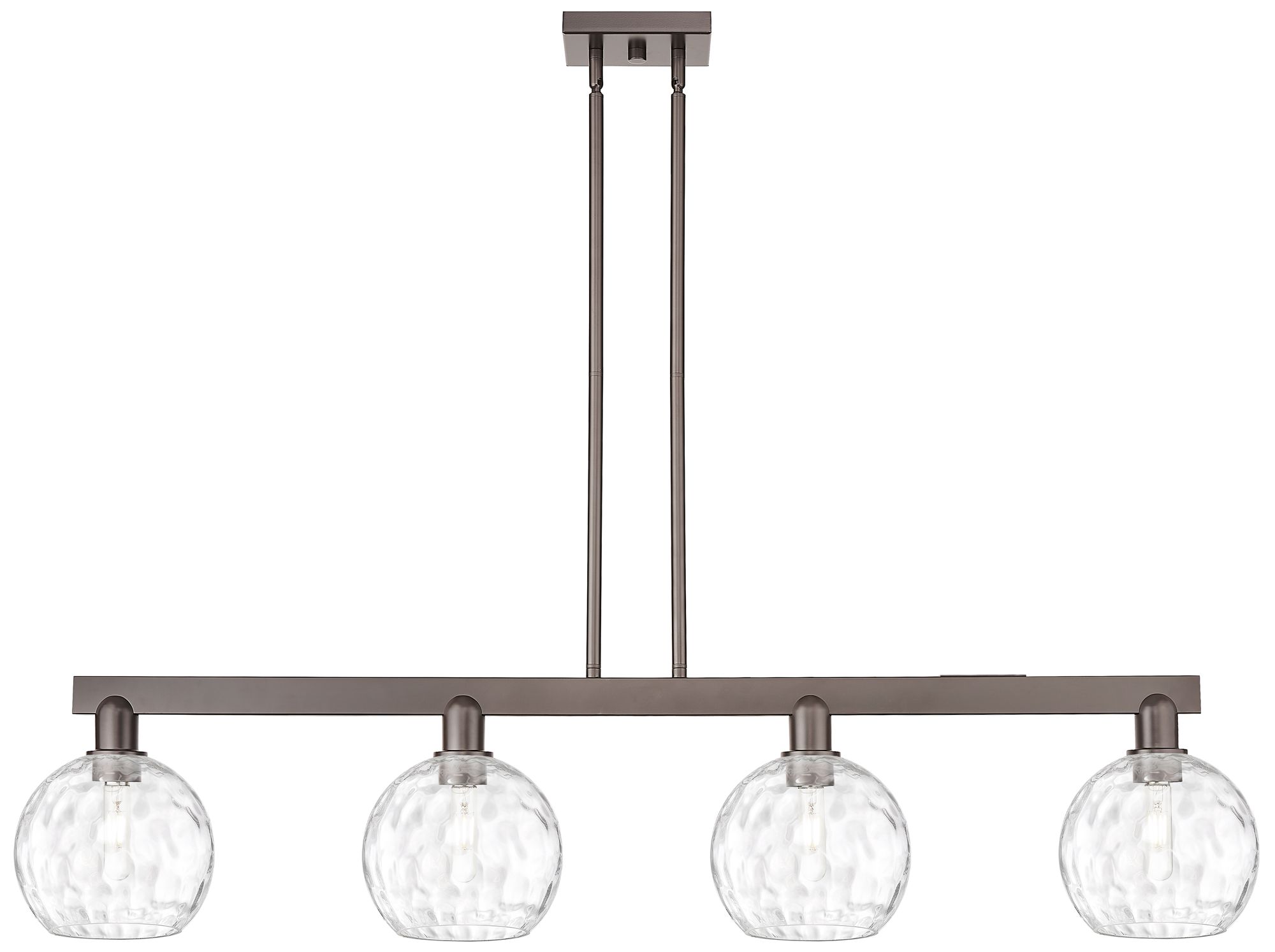Arcadia Athens 51"W 4-Lt Oil Bronze Stem Island Light w/ Water Glass Shade