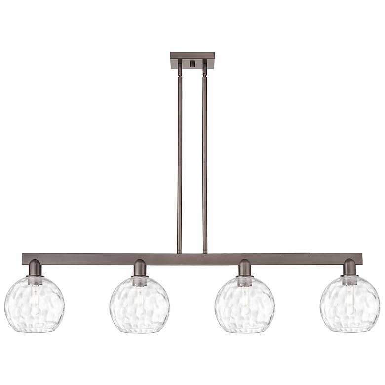Image 1 Arcadia Athens 51"W 4-Lt Oil Bronze Stem Island Light w/ Water Glass Shade