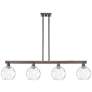 Arcadia Athens 51"W 4-Lt Oil Bronze Stem Island Light w/ Water Glass Shade