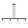 Arcadia Athens 51"W 4-Lt Oil Bronze Stem Island Light w/ Water Glass Shade