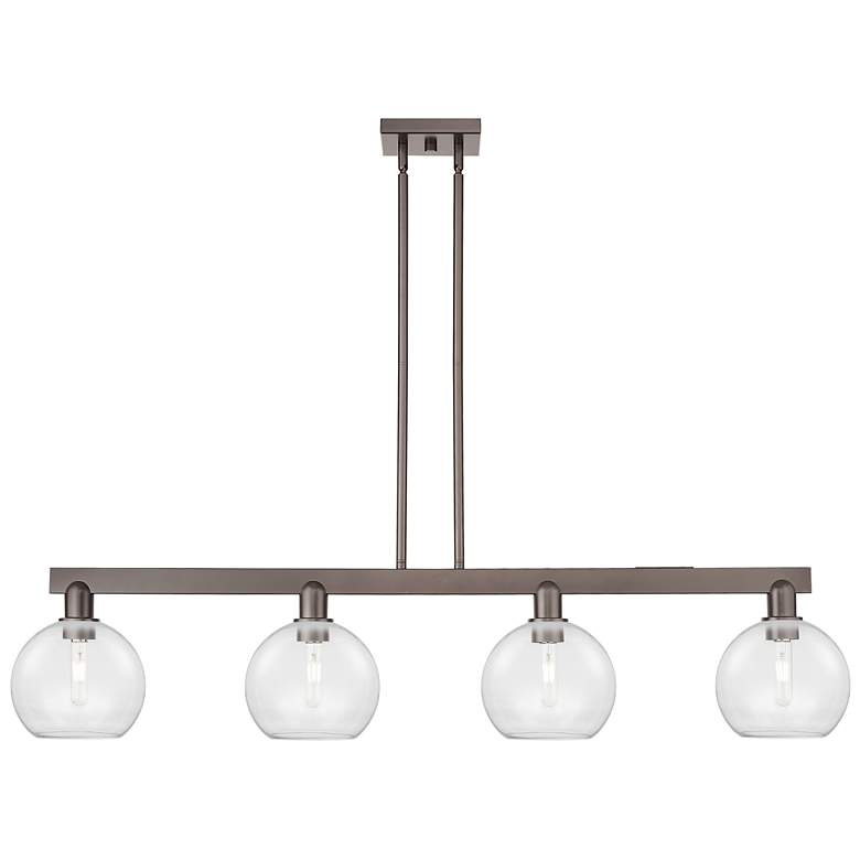 Image 1 Arcadia Athens 51"W 4-Lt Oiled Bronze Stem Island Light w/ Clear Shade