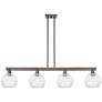 Arcadia Athens 51"W 4-Lt Oiled Bronze Stem Island Light w/ Clear Shade