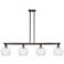 Arcadia Athens 51"W 4-Lt Oiled Bronze Stem Island Light w/ Clear Shade