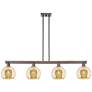 Arcadia Athens 51"W 4-Lt Oiled Bronze Stem Island Light w/ Mercury Shade