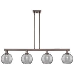 Arcadia Athens 51"W 4-Lt Oiled Bronze Stem Island Light w/ Smoke Deco Shade