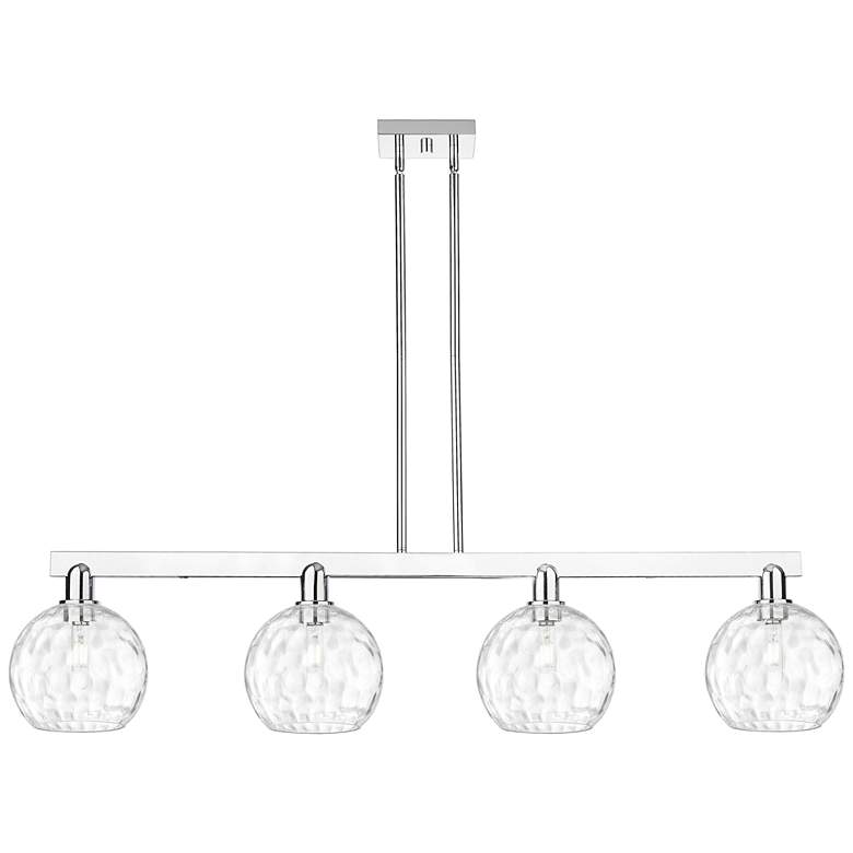 Image 1 Arcadia Athens 51"W 4-Lt Polish Nickel Stem Island w/ Water Glass Shade
