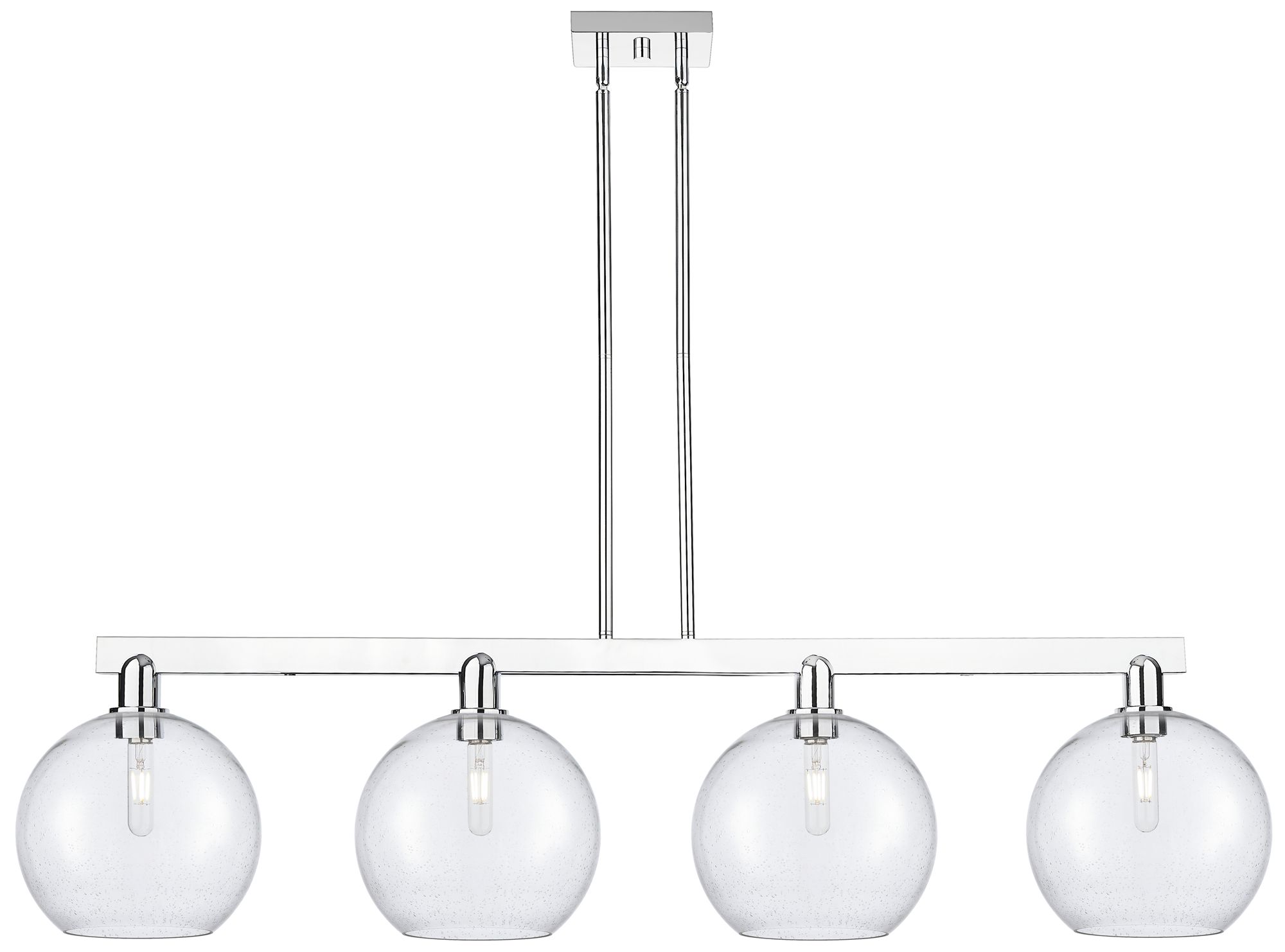 Arcadia Athens 53"W 4 Light Chrome Stem Island Light w/ Seedy Shade