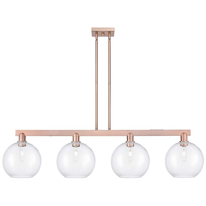 Image 1 Arcadia Athens 53"W 4 Light Copper Stem Island Light w/ Clear Shade