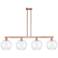Arcadia Athens 53"W 4 Light Copper Stem Island Light w/ Clear Shade