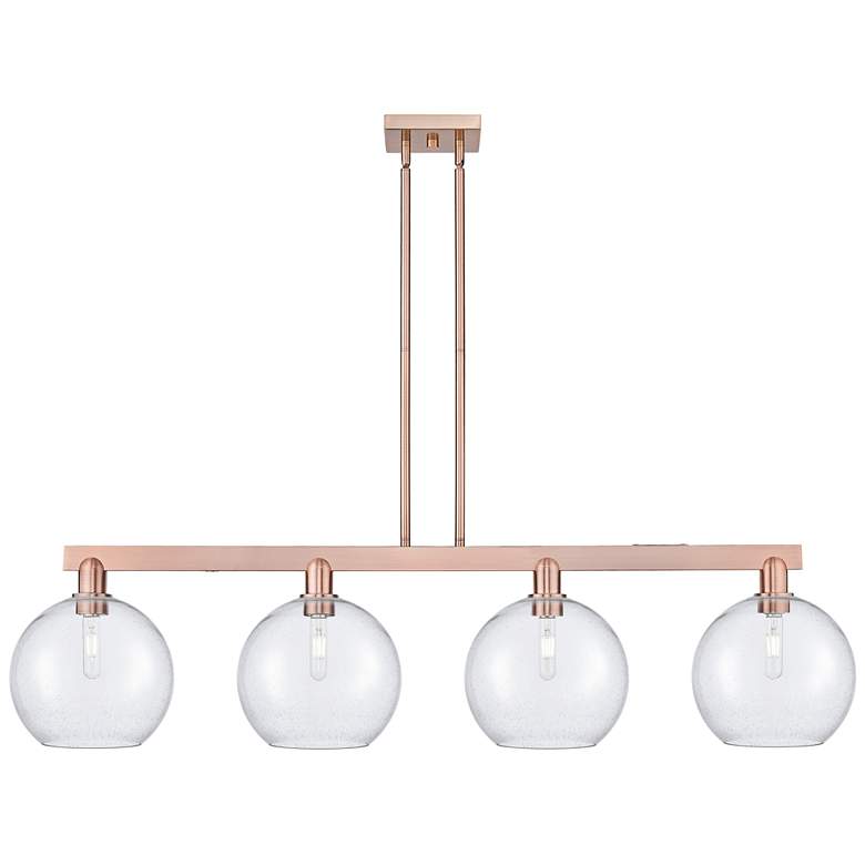 Image 1 Arcadia Athens 53"W 4 Light Copper Stem Island Light w/ Seedy Shade