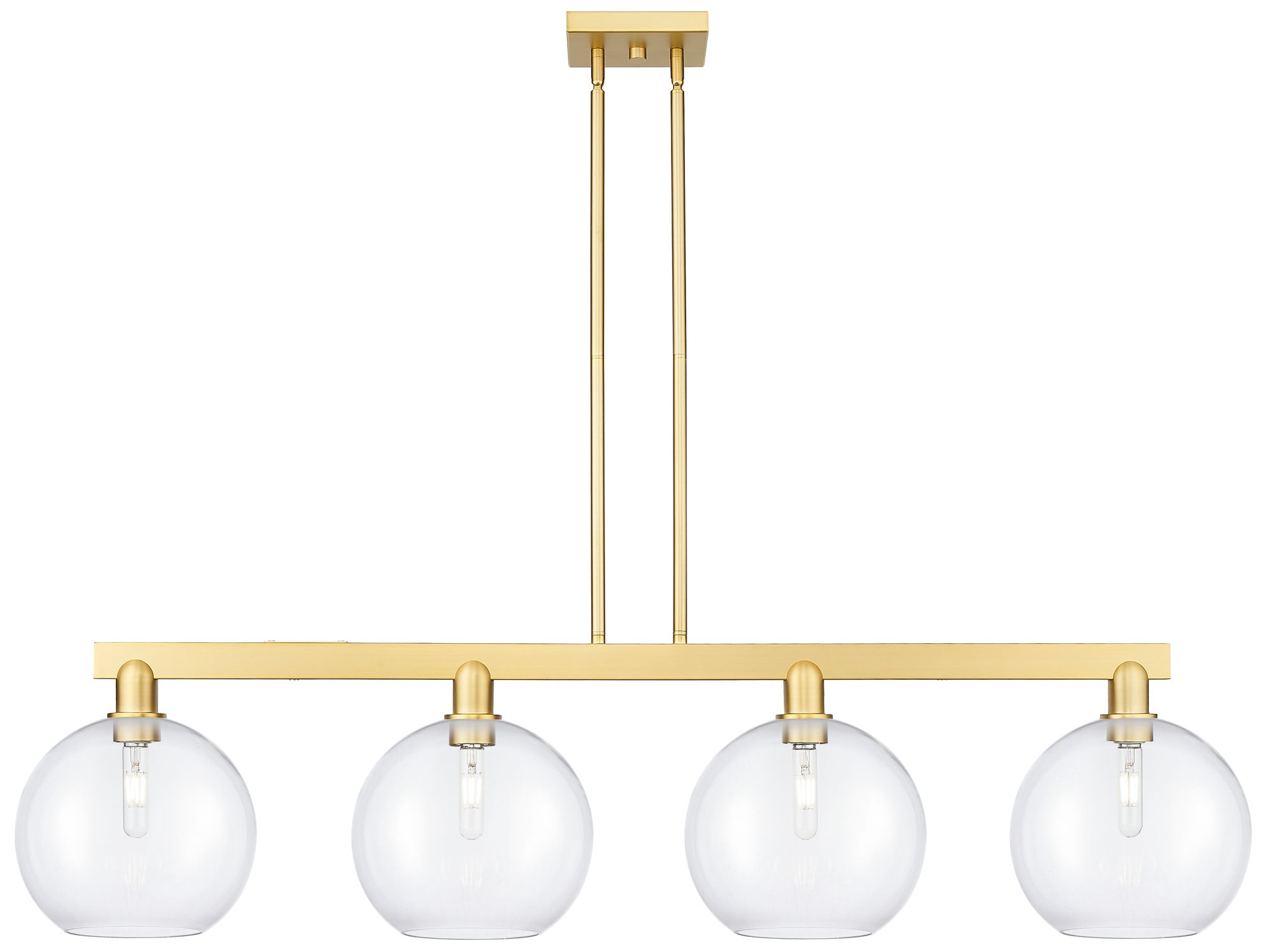 Arcadia Athens 53"W 4 Light Gold Stem Hung Island Light w/ Clear Shade