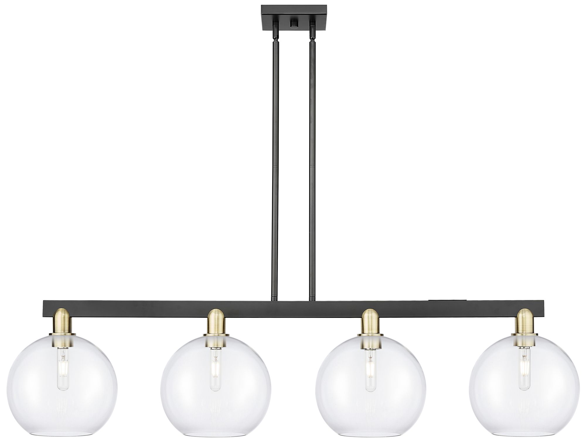 Arcadia Athens 53"W 4-Lt Black Brass Stem Island Light w/ Clear Shade