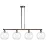 Arcadia Athens 53"W 4-Lt Oiled Bronze Stem Island Light w/ Clear Shade