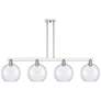 Arcadia Athens 53"W 4-Lt Polished Nickel Stem Island Light w/ Seedy Shade