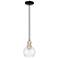 Arcadia Athens 6"W Black Brass Cord Hung Mini Pendant w/ Clear Shade