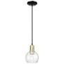1_Arcadia Athens 6"W Black Brass Cord Hung Mini Pendant w/ Seedy Shade