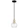 Arcadia Athens 6"W Black Brass Cord Hung Mini Pendant w/ Seedy Shade