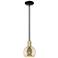Arcadia Athens 6"W Black Brass Stem Hung Mini Pendant w/ Mercury Shade