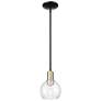 Arcadia Athens 6"W Black Brass Stem Hung Mini Pendant w/ Seedy Shade