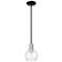 Arcadia Athens 6"W Black Brass Stem Hung Mini Pendant w/ Seedy Shade