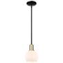 Arcadia Athens 6"W Black Brass Stem Mini Pendant w/ Matte White Shade