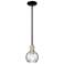 Arcadia Athens 6"W Black Brass Stem Mini Pendant w/ Water Glass Shade