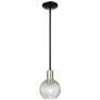 Arcadia Athens 6"W Black Brass Stem Pendant w/ Basketweave Shade